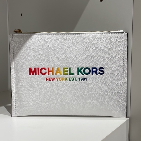Michael Kors Pride 🌈 XXL leather zip clutch wristlet